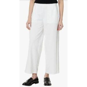 Eileen Fisher High Waist Wide Leg Pull On White Size XL Pants NWOT Organic Cotto